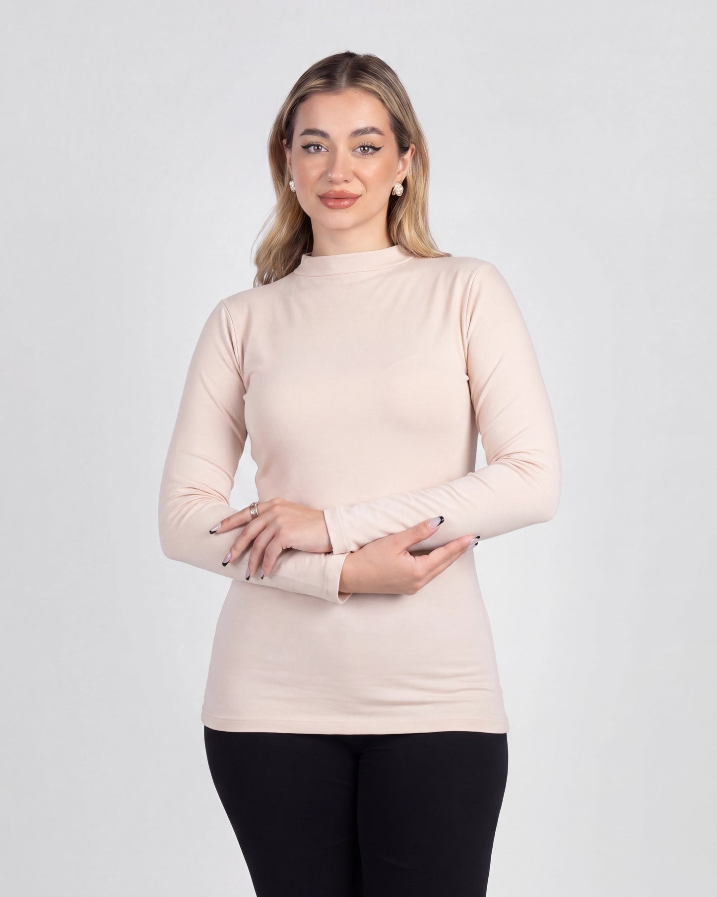 توب كم نسائي رقبة نحيفة ليكرا