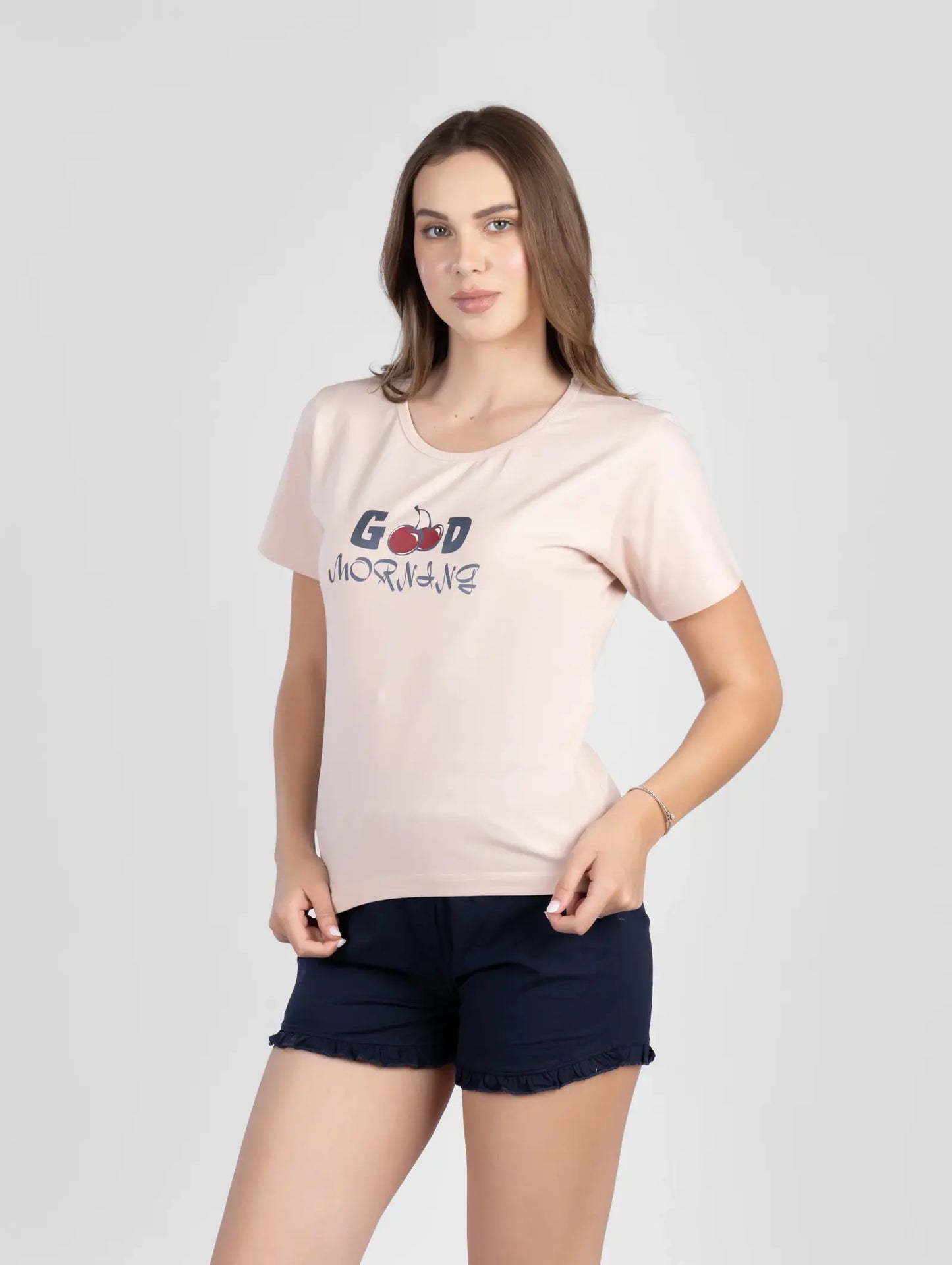بيجامة نسائية شورت كشكش Good Morning